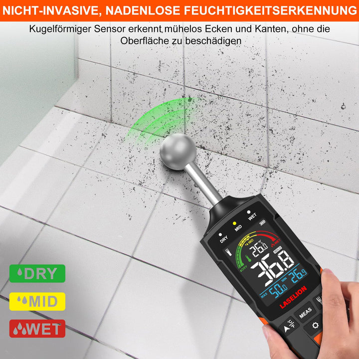 LASELION Wand Feuchtigkeitsmessgerät MS04 mit Kugelsensor für Zerstörungsfreie Bereichsscans, Ideal