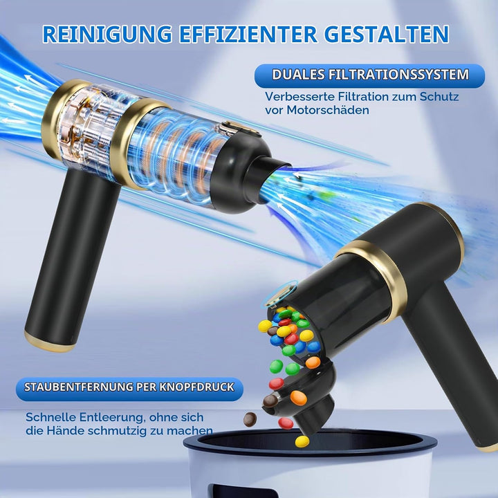 MKKM Kabelloser Handstaubsauger Akku with Bag, 10000Pa Saugkraft Akkustaubsauger mit 4000mAh Batteri