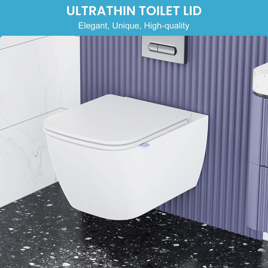 WC Sitz mit Absenkautomatik Eckig | Toilettendeckel Duroplast Weiss | Klobrille mit Schnellverschlus