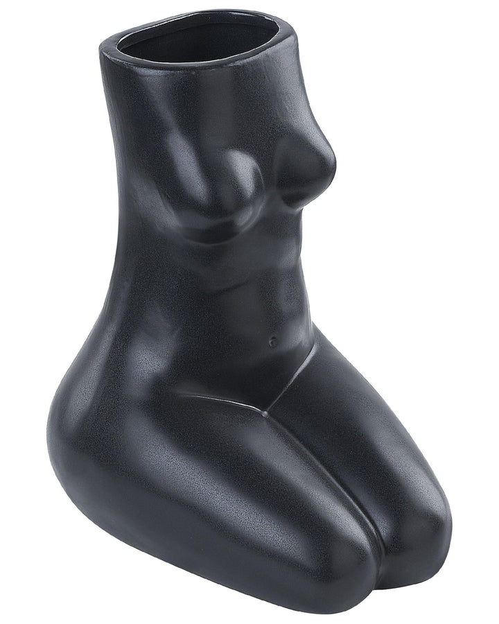 Blumenvase Keramik handgefertigt schwarz 22 cm weibliche Form Modern Pyrgos