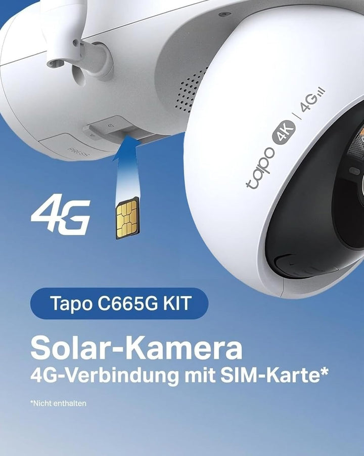 Tapo C665G KIT 4K 4G LTE Überwachungskamera mit SIM Kartenslot | Solar 360° Kamera mit 10000mAh Akku