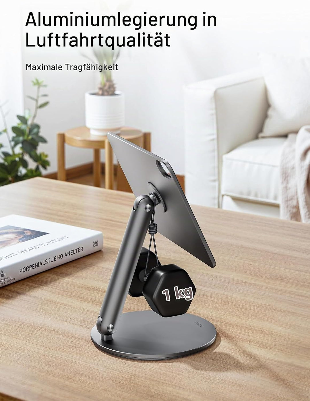 LULULOOK Magnetisch iPad mini 7 Ständer mit 360° Drehbar Basis, Aluminium Faltbar Mini 6 Halterung T