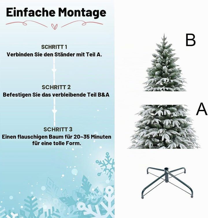 4ft/1.2m Künstlicher Weihnachtsbaum Lappland Tanne - Schnee beflockt Grün 332 PE/PVC Zweigspitzen, k