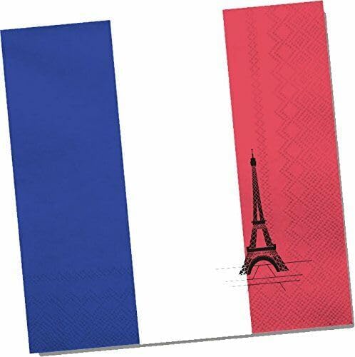 Deko-Set * FRANKREICH * für Länderparty, Mottoparty und Event | 72 Teile mit Servietten + Konfetti +