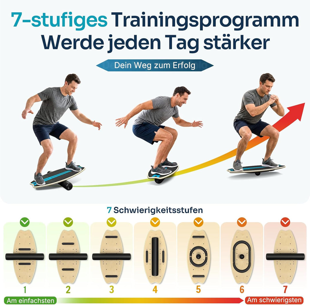 Sportneer Balance Board Erwachsene, 7-in-1 Surfin Balanceboards Holz | Wackelbrett Gleichgewichtstra