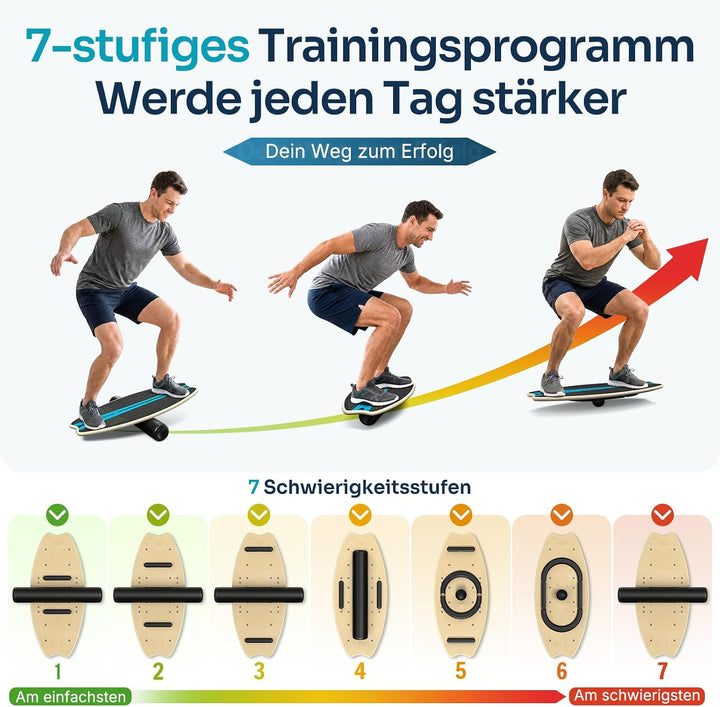 Sportneer Balance Board Erwachsene, 7-in-1 Surfin Balanceboards Holz | Wackelbrett Gleichgewichtstra
