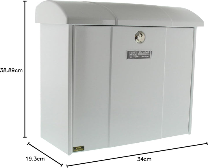 Burg-Wächter Briefkasten mit aufklappbarem Regendach, A4 Einwurf-Format, EU Norm EN 13724, Verzinkte