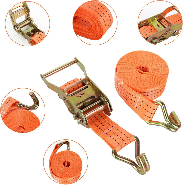 SENENQU 4 Sätze à 3000 kg Spanngurte mit Ratsche und Haken 6 m x 38 mm, Zurrgurt mit Ratsche und Hak