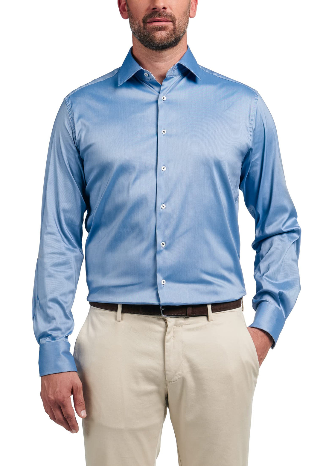 ETERNA Modern Fit Performence Hemd Langarm Twill weiss 40 Blau, 40 Blau