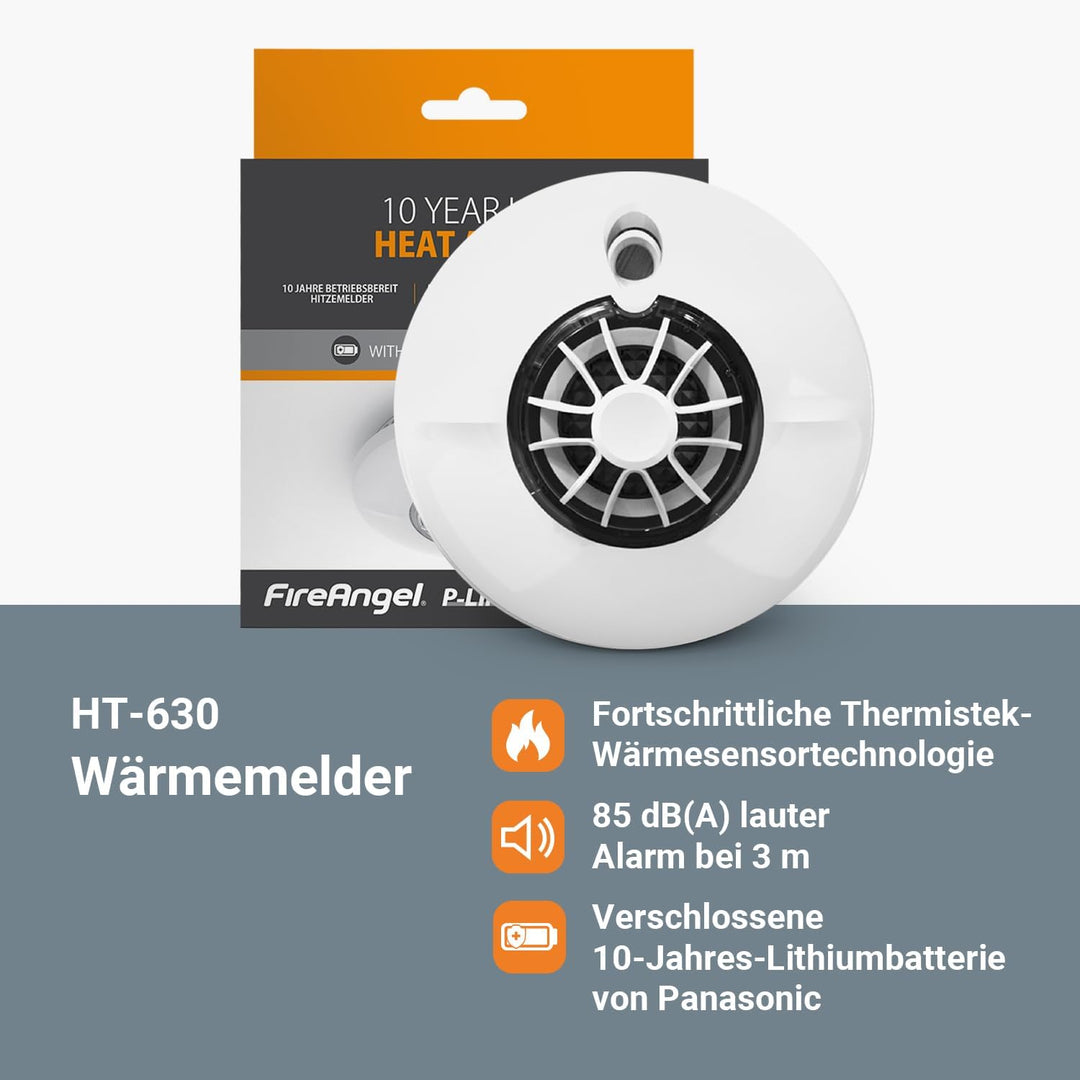 Fire Angel HT-630-EUT Thermistek Hitzemelder 10 Jahre Batterie Lebensdauer, funk vernetzbar, HT-630