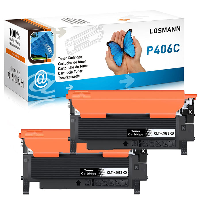2x LOSMANN Schwarz Toner Kompatibel für Samsung CLT-406S CLP-360 CLT-K406S für Samsung Xpress C410W