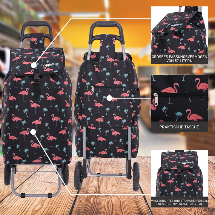 Hoppa 47L Stabiler Einkaufstrolley klappbar Shoppingtrolley multifunktional Einkaufsroller abnehmbar