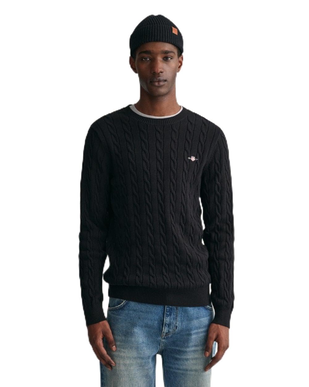 GANT Herren Cotton Cable C-Neck Pullover L Cream, L Cream