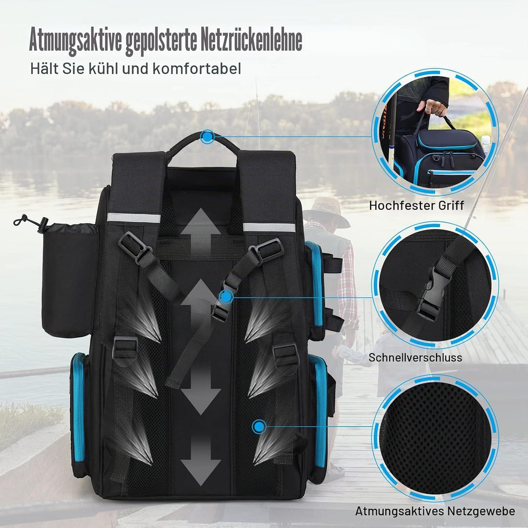 Lixada Angeltasche, Angelrucksack, Grosse Angeltasche Angelrucksack zur Aufbewahrung und Organisatio