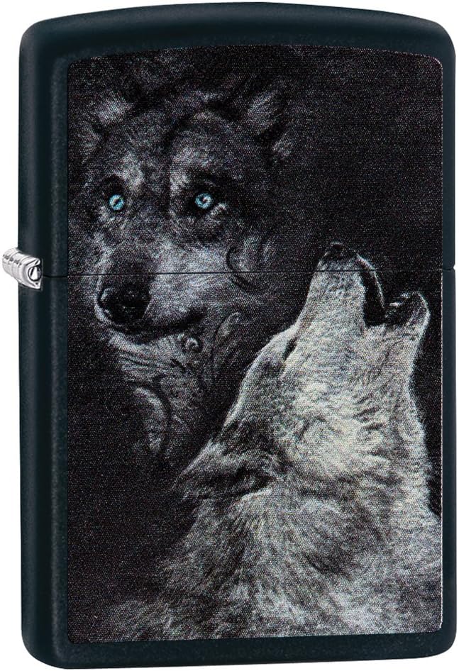 Zippo Wolf Benzinfeuerzeug, Messing, Black Matte, 1 x 6 x 6 cm 1 x 6 x 6 cm Black Matte, 1 x 6 x 6 c