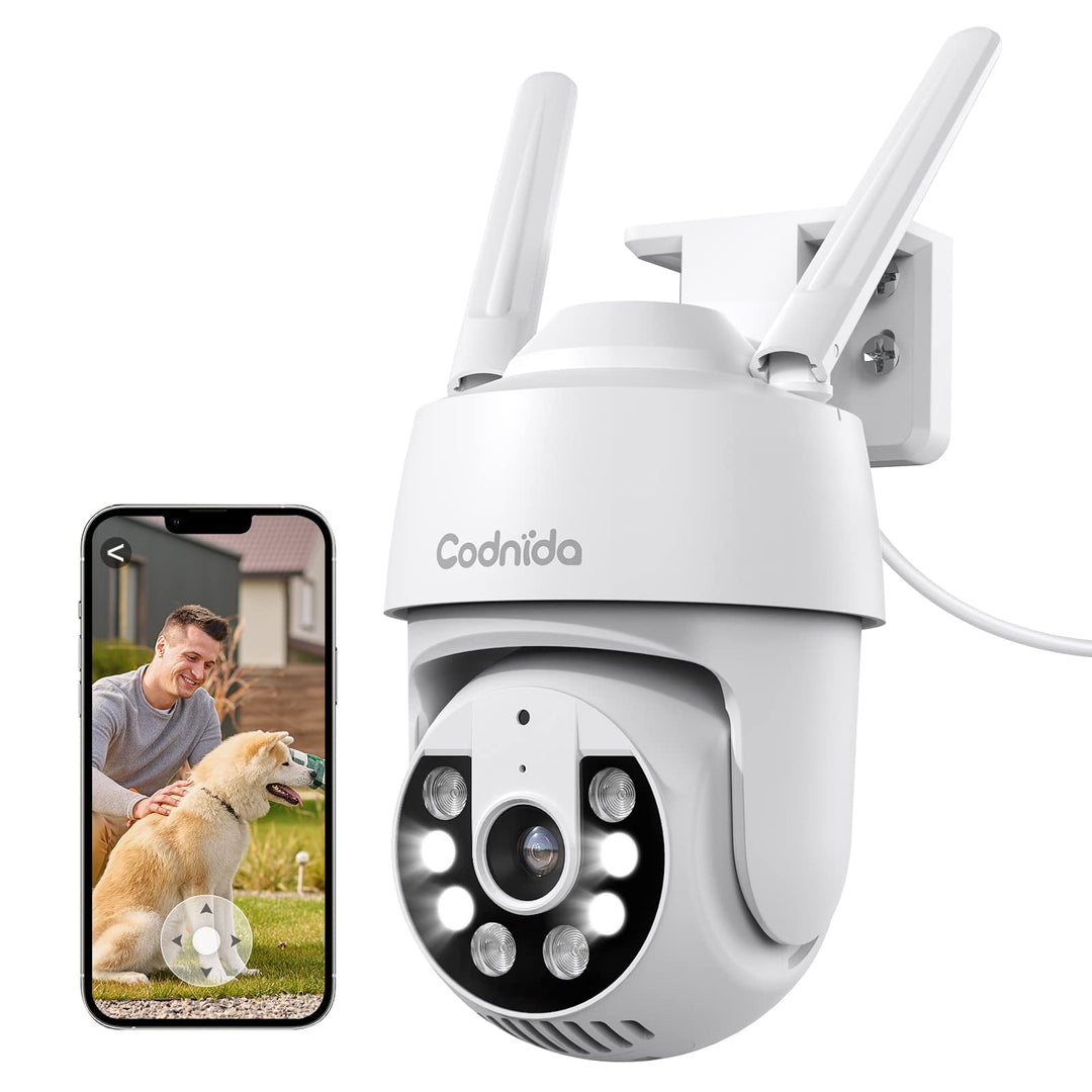 Codnida 2K Überwachungskamera Aussen WLAN Kamera Überwachung Aussen 360° Ansicht 3MP Kamera mit 2-We