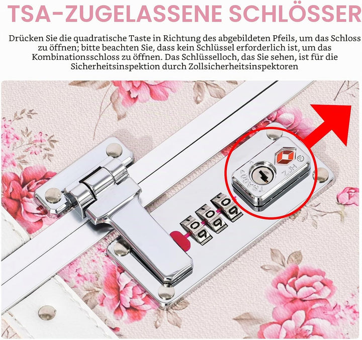 Urecity Koffer Vintage mit Rollen Trolley Koffer Reisekoffer Leicht Retro Hartschalen Koffer 2-Teili