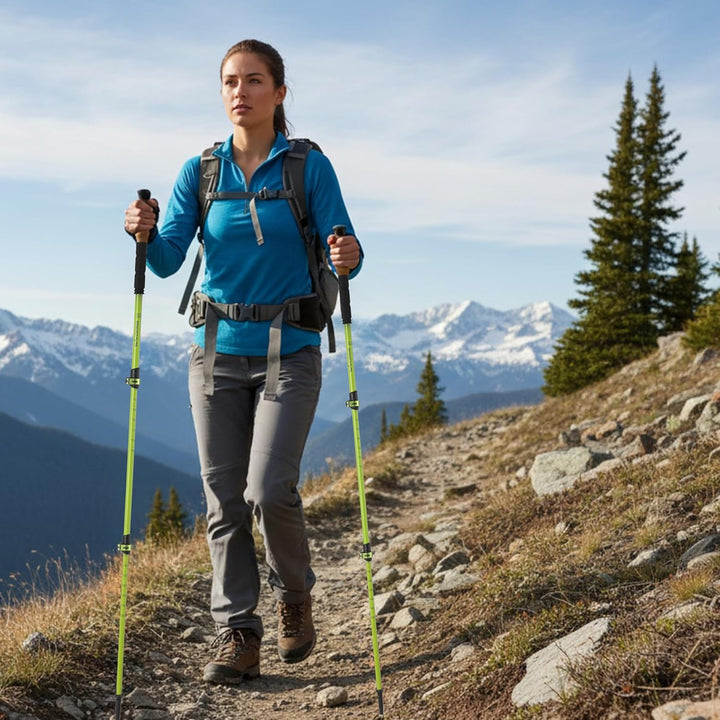Wanderstöcke Teleskop aus Carbon & Aluminium - Nordic Walking Stöcke mit Korkgriff für Damen & Herre