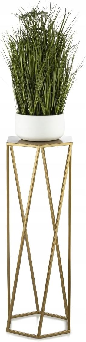 HowHomely Gold Blumenständer Metall 70 cm Hoch - Solider Blumenhocker in Sechseckiger Form - Pflanze