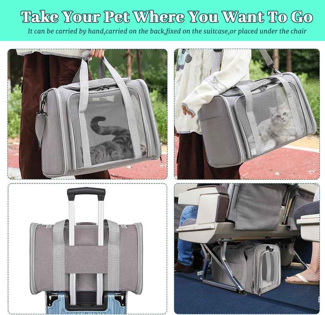 Sprifityy 45x30x30 cm Katzentransporttasche Haustiertasche, Katzen Tragetasche Faltbar und Atmungsak