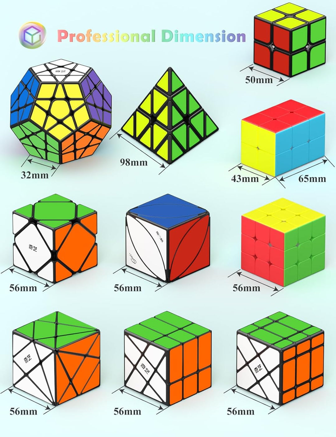 ROXENDA Zauberwürfel Set 2X2 3X3 2X3 Pyramide Dodekaeder Skew Axis Windmill Fisher Ivy Speed Cube Se
