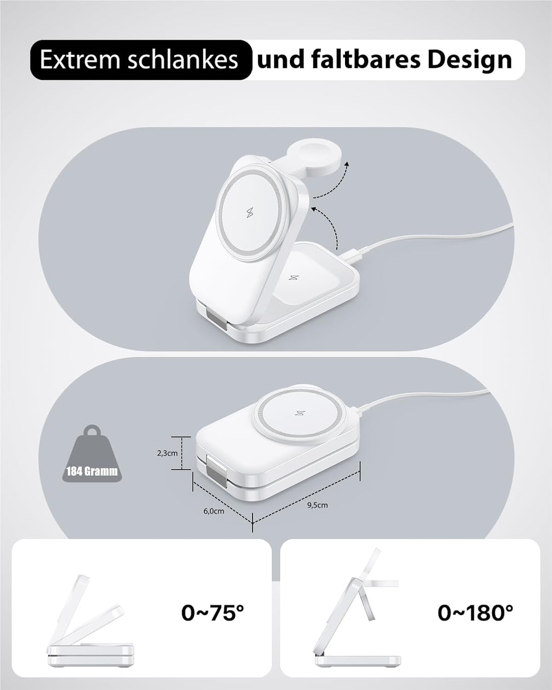 Ladestation kompatibel mit App1e Watch und iPh0ne,Super Tragbar Magsafe Ladegerät für iPh0ne 16 15 1
