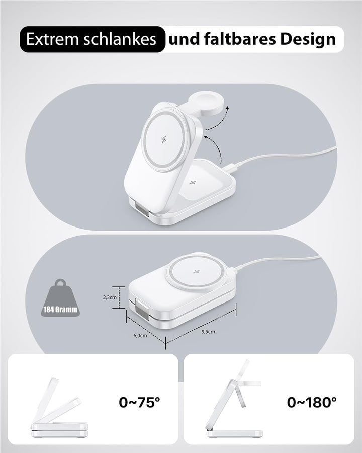 Ladestation kompatibel mit App1e Watch und iPh0ne,Super Tragbar Magsafe Ladegerät für iPh0ne 16 15 1