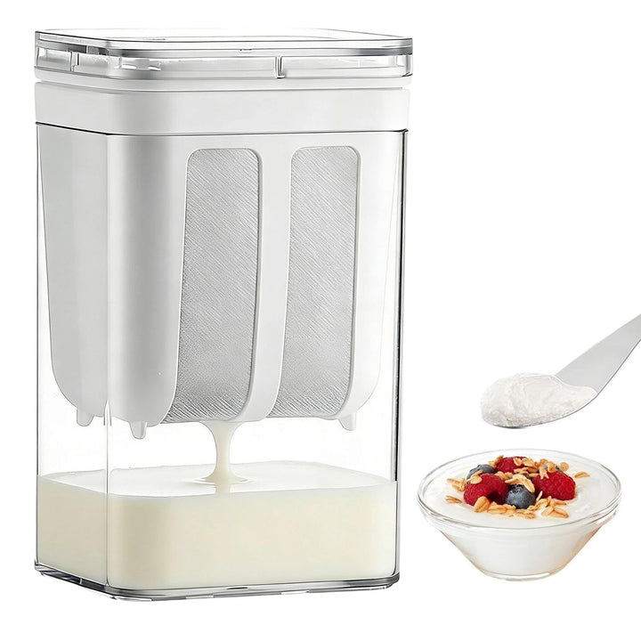 1800 ml Joghurt Sieb mit Deckel, Joghurt Presse mit Feines 80er-Edelstahlsieb, Wiederverwendbares Mo