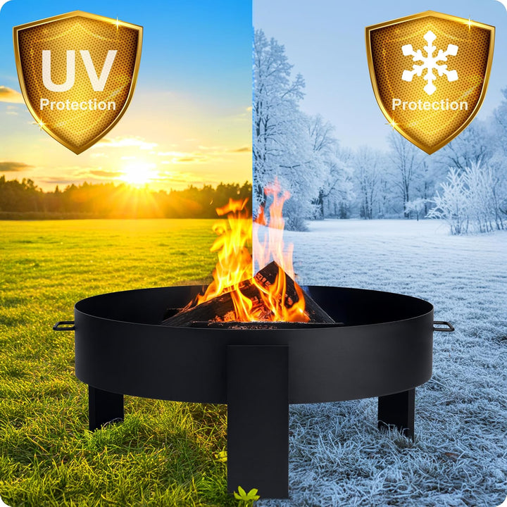 Berdsen Feuerschale 80 cm Feuerstelle Outdoor Feuerkorb Garten Rostfrei Stahl Pulverbeschichtet Schw