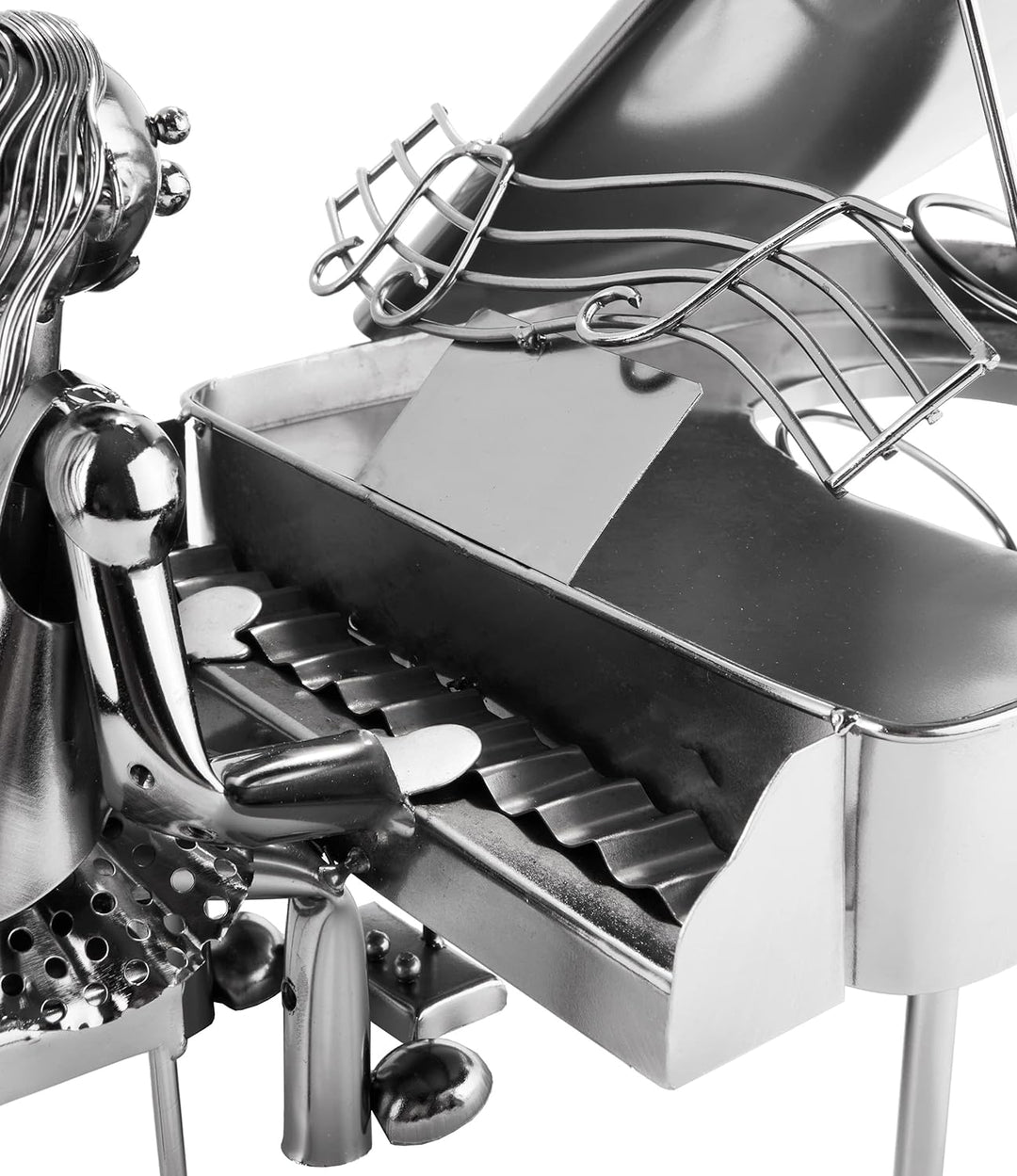 BRUBAKER Weinflaschenhalter Pianistin Klavierspielerin mit Klavier - Metall Skulptur Flaschenständer