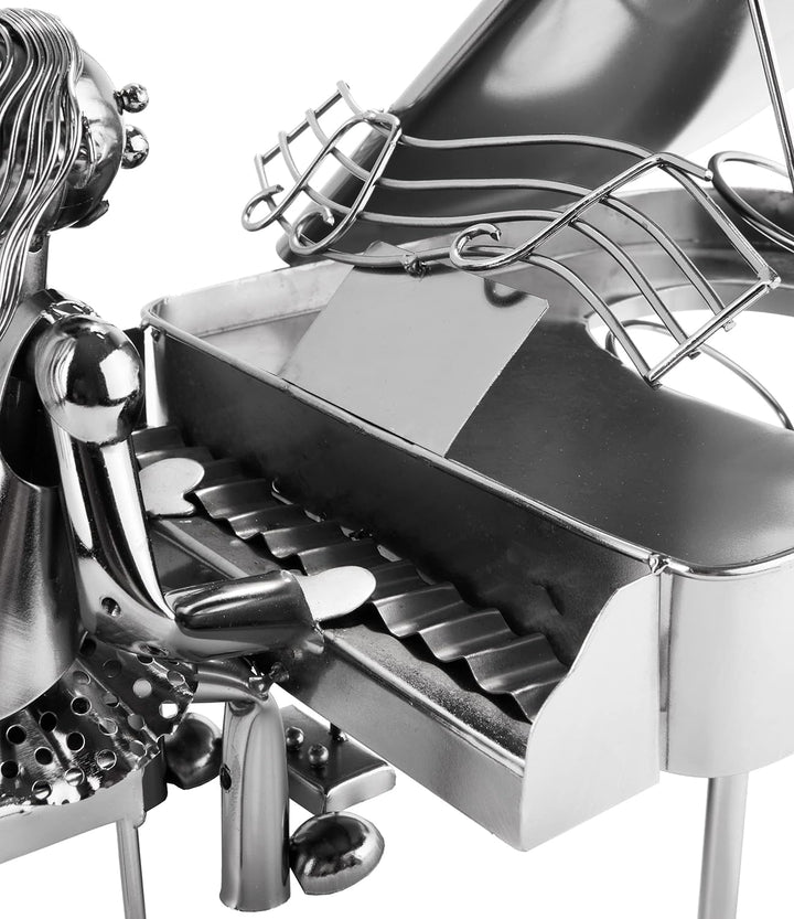 BRUBAKER Weinflaschenhalter Pianistin Klavierspielerin mit Klavier - Metall Skulptur Flaschenständer