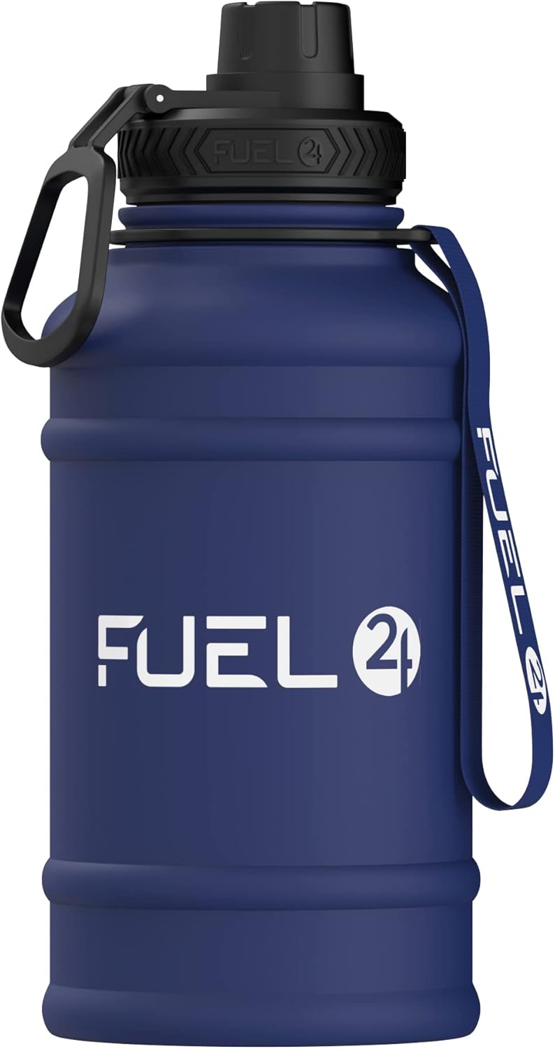 Fuel24 Extra Stark Trinkflasche Edelstahl Metall 1.3L & 2.2L - Auslaufsicher & BPA-Frei Wasserflasch