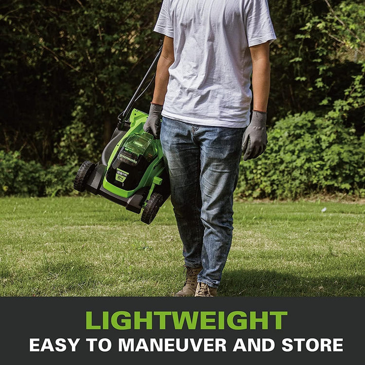 Greenworks Akku Rasenmäher 24V 33cm Bürstenloser Motor, 25-70mm Schnitthöhe, 2 Funktionen,Modell:GD2