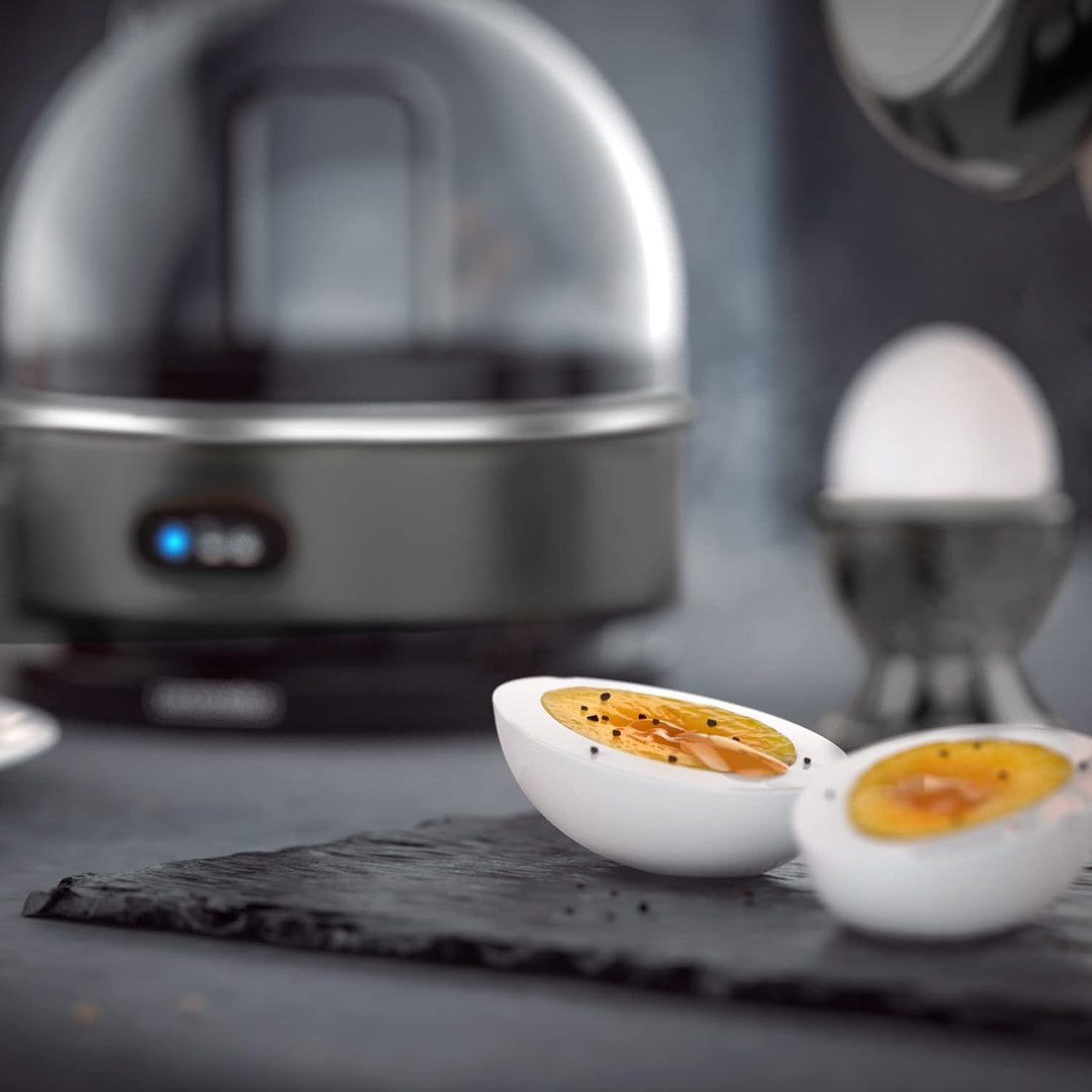Arendo - SET Toaster FRUKOST mit Eierkocher SEVENCOOK Edelstahl Grau, Toaster 4 Scheiben, LED-Displa