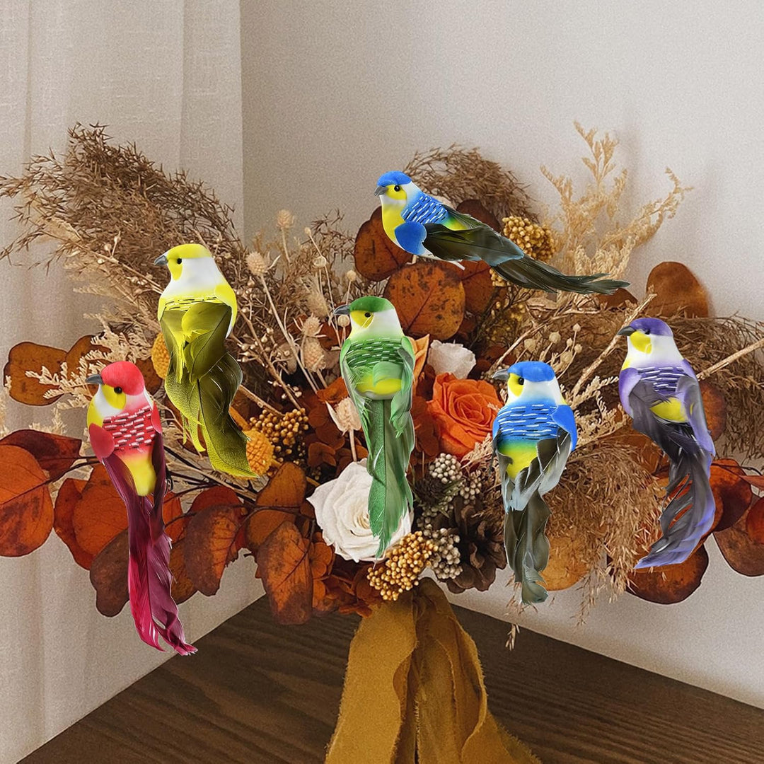 Yunyige Deko Vögel,Deko Vögel mit Clip,Dekos Vögels mit Federn,10 Stück Dekovögel zum Aufhängen,Mini