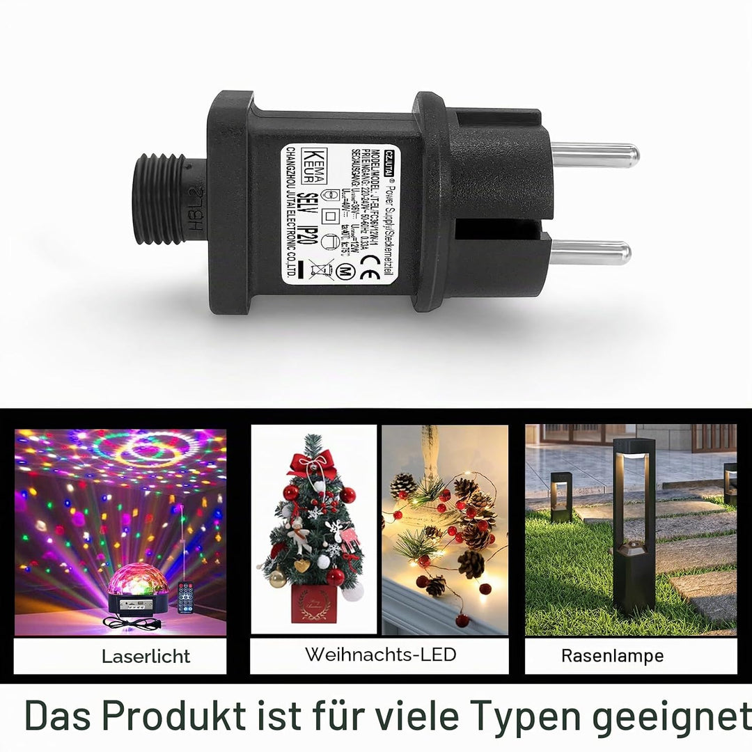 CZJUTAI LED-Transformator IP44 Stromversorgung für Weihnachtsbeleuchtung mit Stecker – EU-Stecker (S