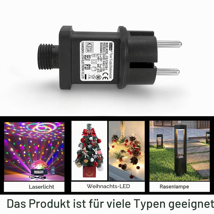 CZJUTAI LED-Transformator IP44 Stromversorgung für Weihnachtsbeleuchtung mit Stecker – EU-Stecker (S