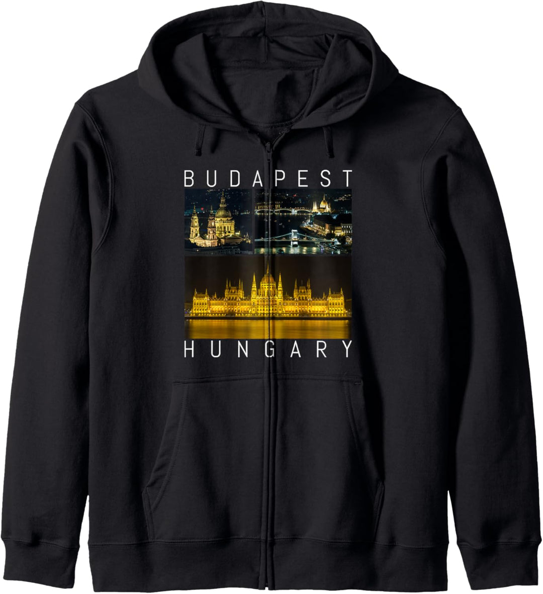 Budapest bei Nacht Ungarn Berühmte Sehenswürdigkeiten Galerie Souvenir Kapuzenjacke
