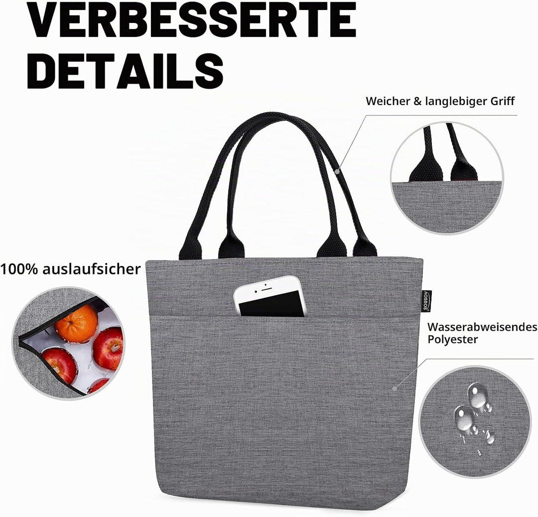 AOSBOS Kühltasche Klein Leicht Lunch Tasche Isoliertasche zur Arbeit Schule Faltbar Wasserdicht Reis