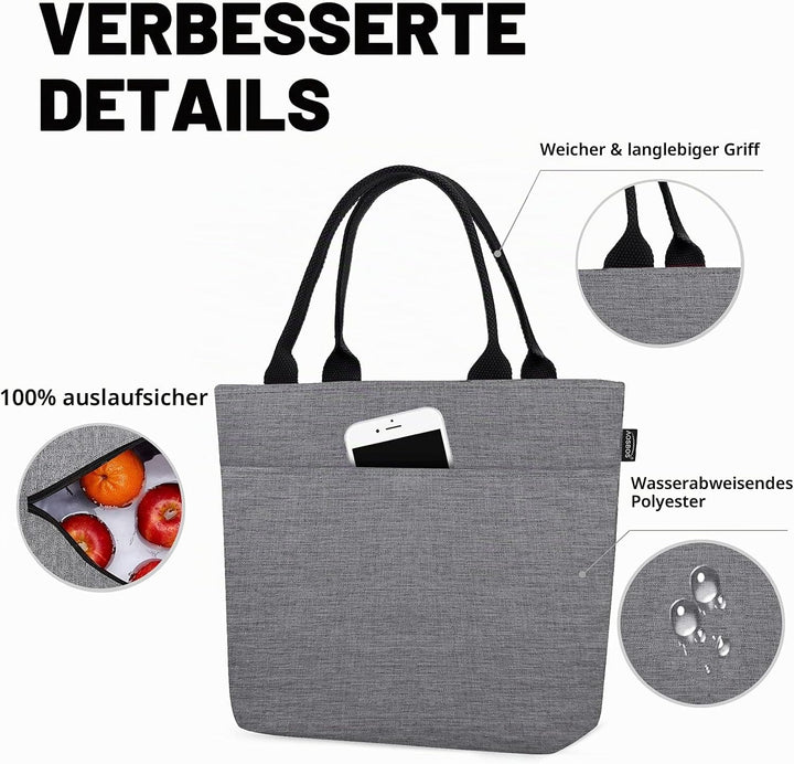 AOSBOS Kühltasche Klein Leicht Lunch Tasche Isoliertasche zur Arbeit Schule Faltbar Wasserdicht Reis