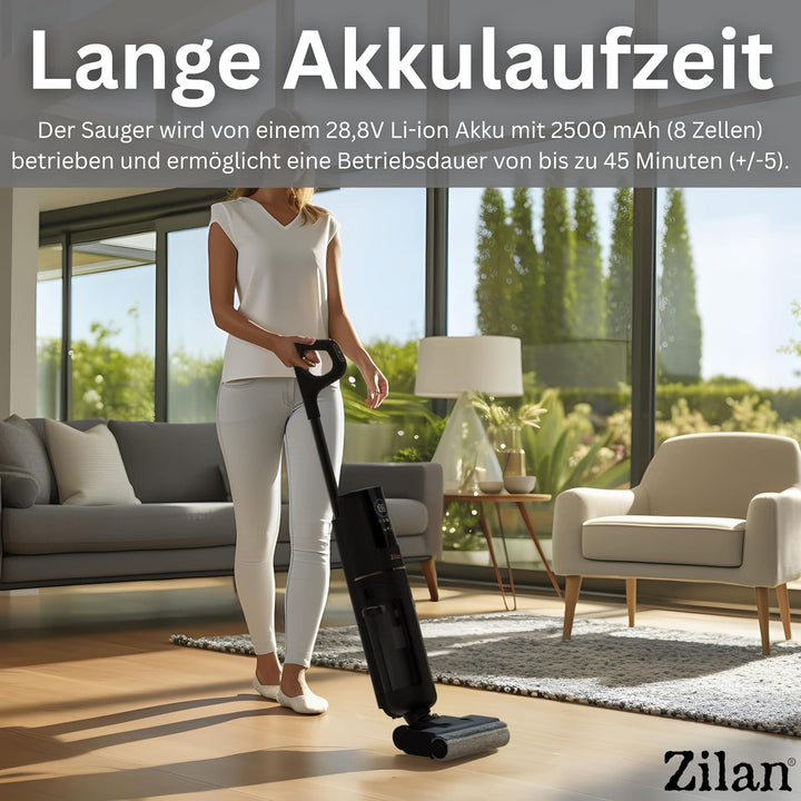 Zilan Akku Nass-Trockensauger mit Wischfunktion – Kabelloser Wischsauger & Staubsauger, Nass-Trocken