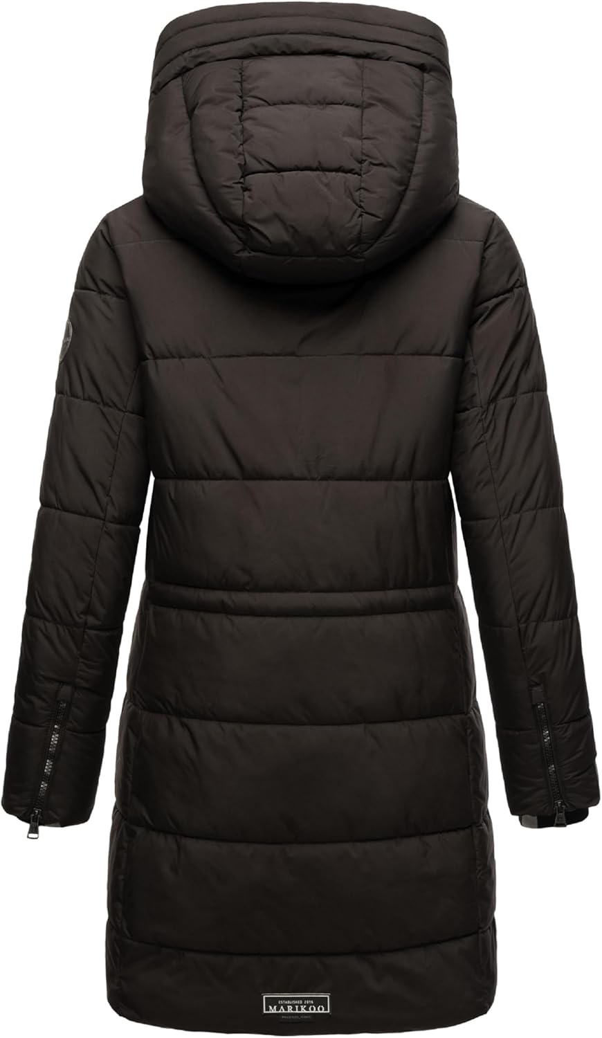 MARIKOO Damen Wintermantel warmer Steppmantel lang mit Kapuze Karumikoo XVI XS-XXL XXL Schwarz, XXL