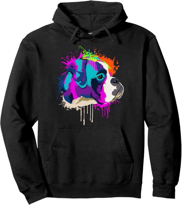 Splash Art Boxer Hundehalter Geschenkidee Hunde Pullover Hoodie