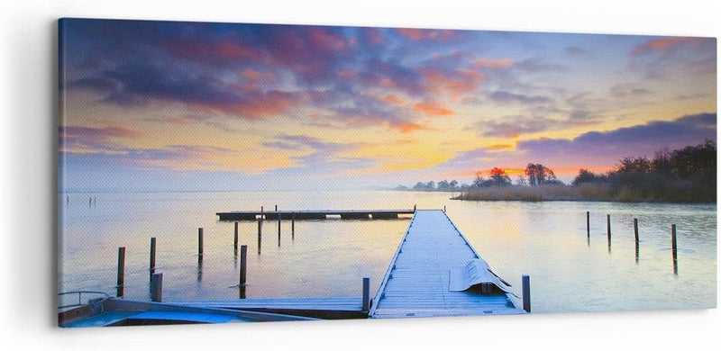 Wandbilder Dekoration Wohnzimmer Niederlande Natur Meer Sonnenuntergang Bilder auf Leinwand 120x50cm