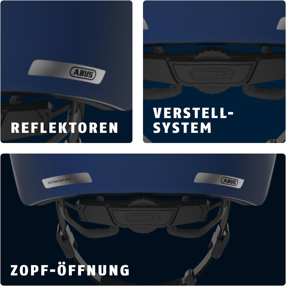 ABUS Stadthelm Scraper 3.0 - Robuster Hartschalen-Fahrradhelm M (54-58 cm) Blau (ultra blue), M (54