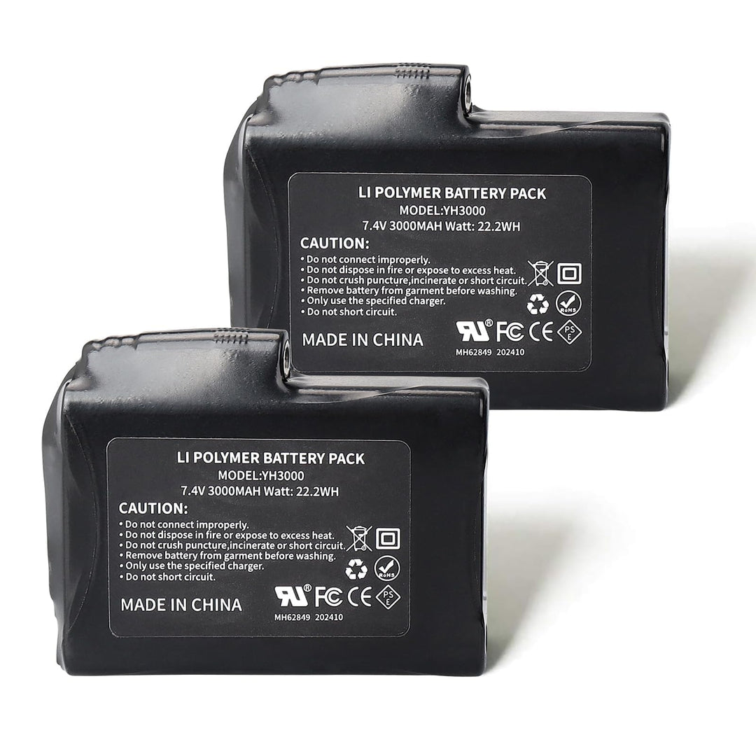 2 Stück 7,4 V 3000 mAh 22,2 Wh Li-Polymer-Akku für b-eheizte Handschuhe, Socken, Mützen, be-heizte S