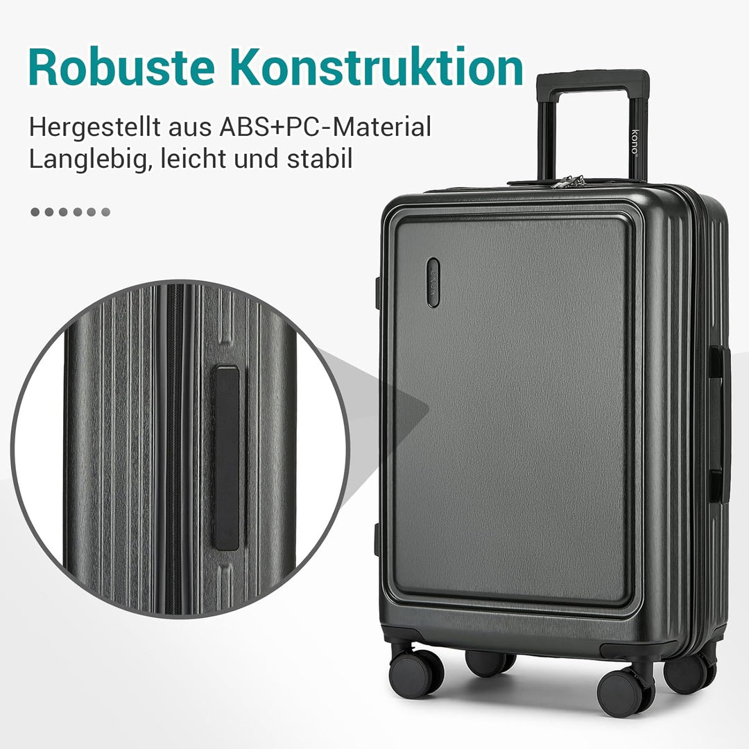 KONO Koffer Mittelgross mit TSA Schloss Hartschale Trolley Koffer mit Rollen Leicht aus ABS PC Reise