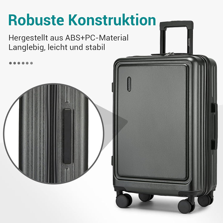 KONO Koffer Mittelgross mit TSA Schloss Hartschale Trolley Koffer mit Rollen Leicht aus ABS PC Reise