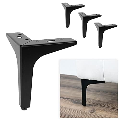 P17 | Modell Siena | Set mit 4 Füssen + 16 Schrauben | Schwarz | Höhe 15 cm | Beine für Sofas, Möbel