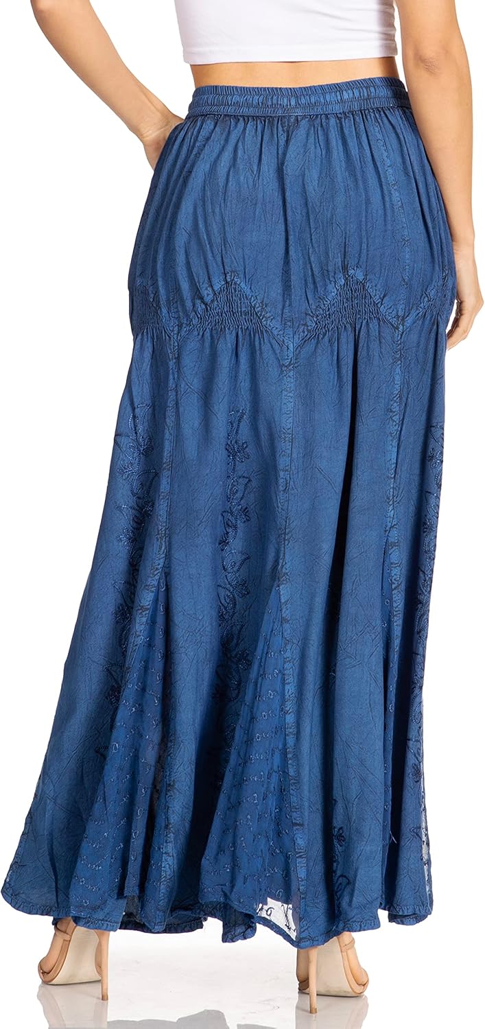 Sakkas Olivia Damen Maxi böhmischen Zigeuner Langen Rock mit elastischer Taille und Spitze Einheitsg